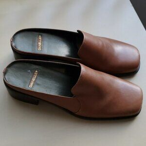 Danelle Women's Brown Square Toe Leather Clogs with Heel Size 6
